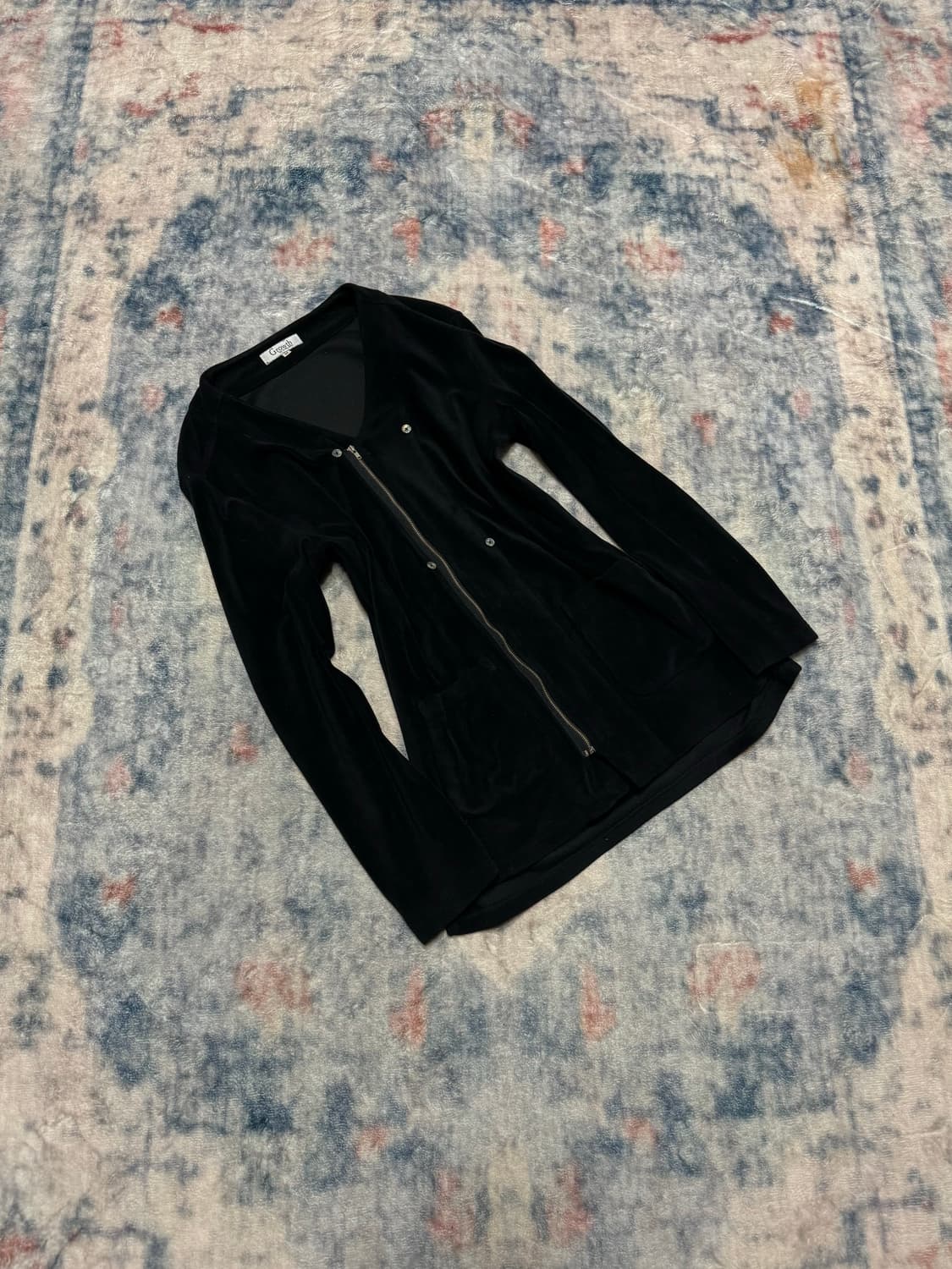 In the attic none collar velour cardigan 상품이미지1