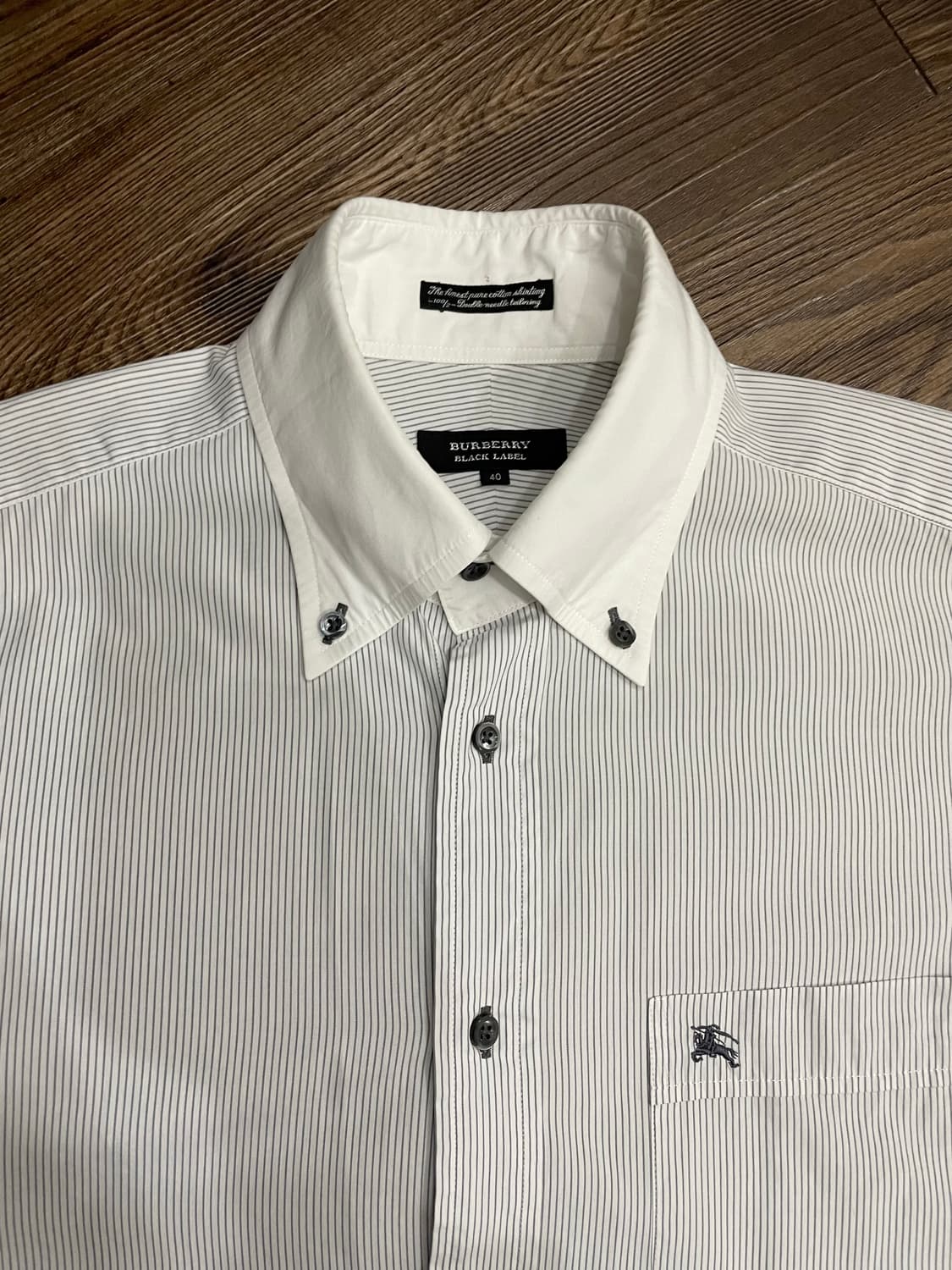 버버리 블랙라벨 자수 로고 스트라이프 셔츠 40 상품이미지1
