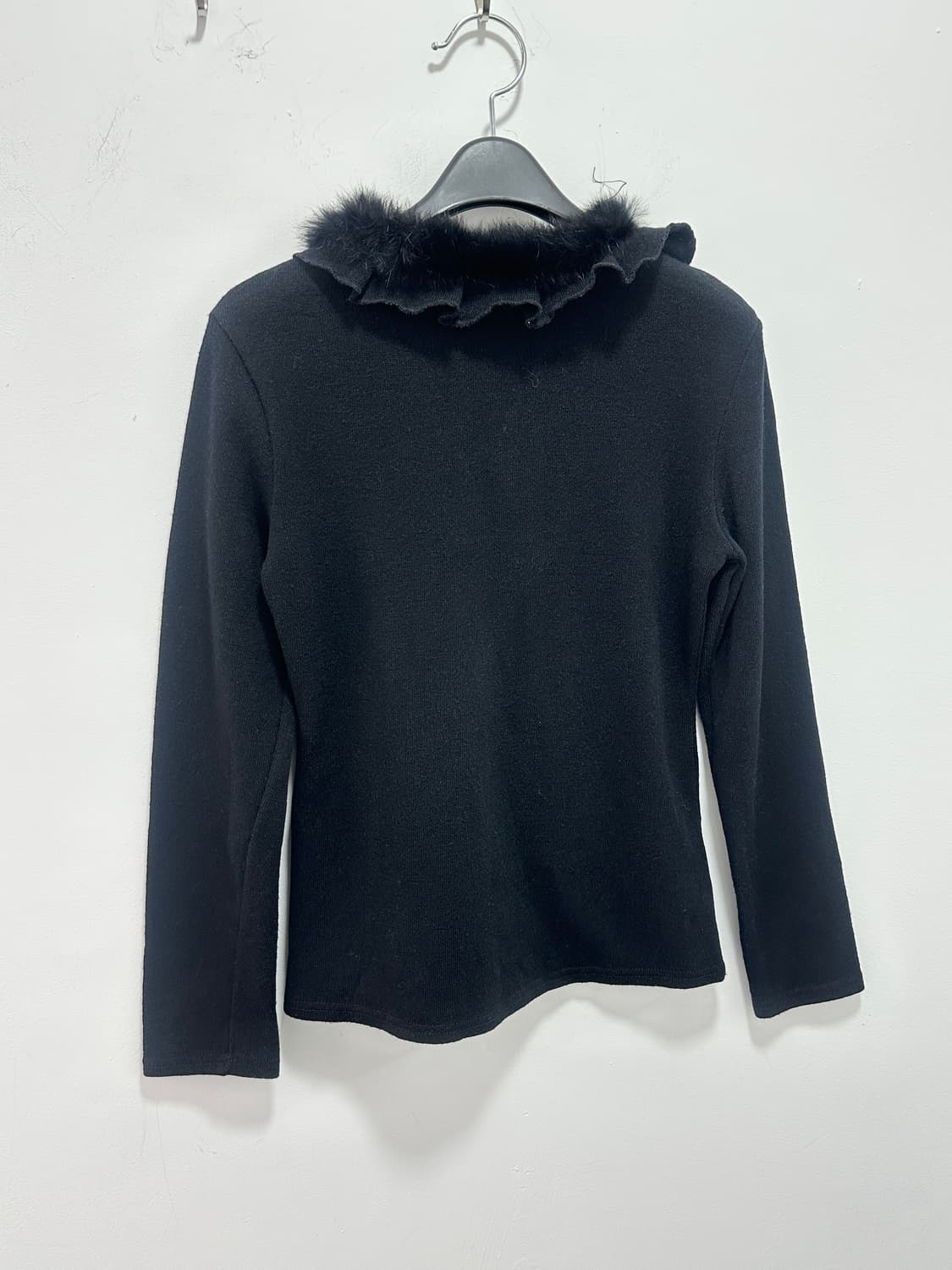 Black fur trimming knit top  상품이미지5