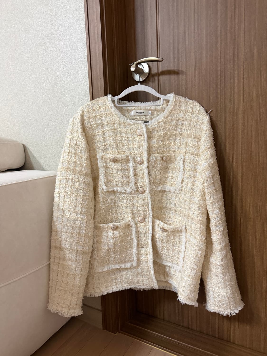 오버핏 아이보리 트위드 자켓 XL 상품이미지2