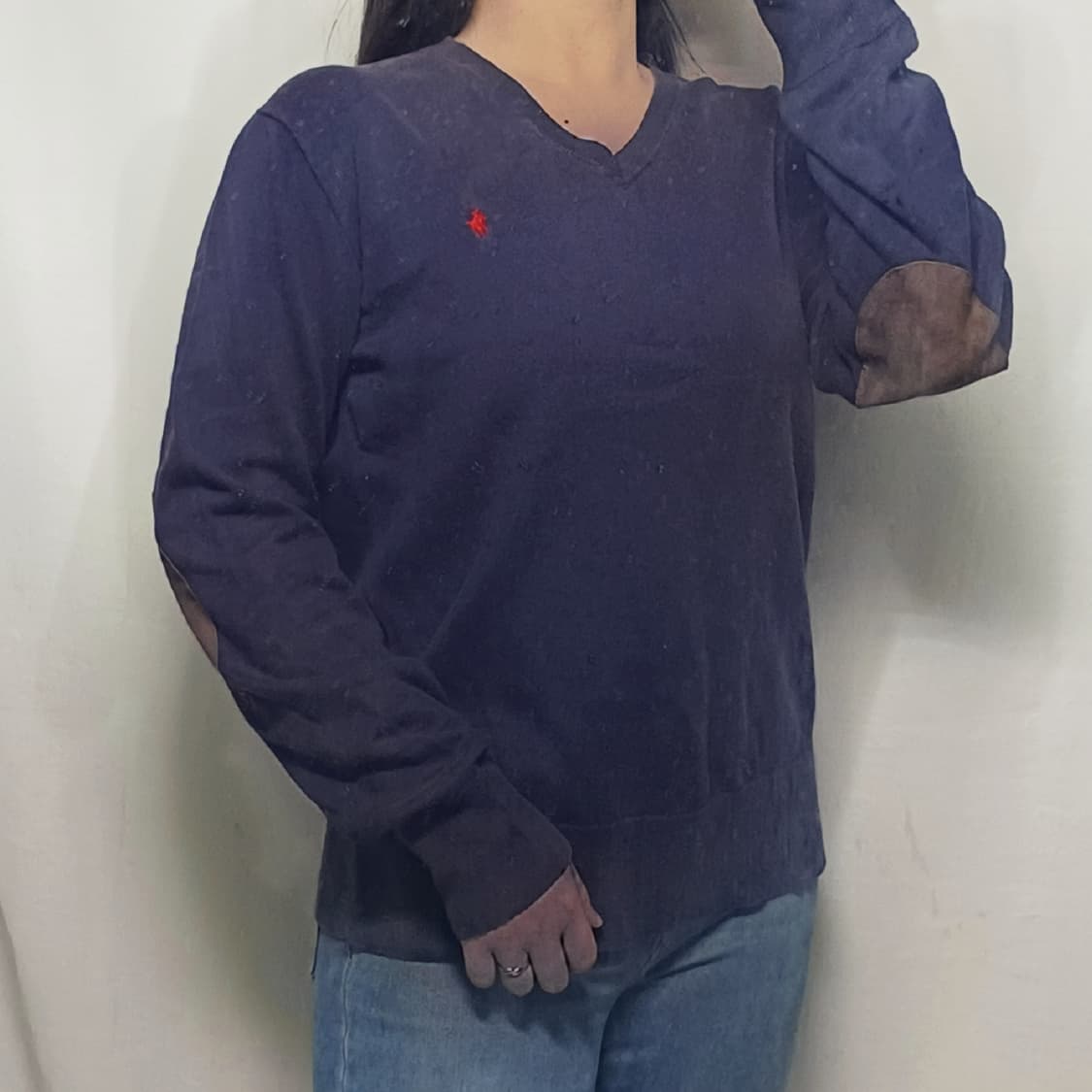 폴로 퍼플 암패치 브이넥 니트 상품이미지2