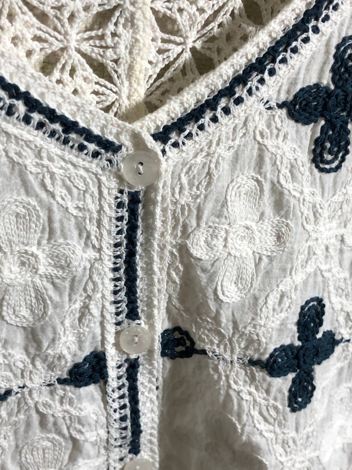 빈티지 자수 플라워 패턴 퍼프 소매 모리걸 가디건 상품이미지4