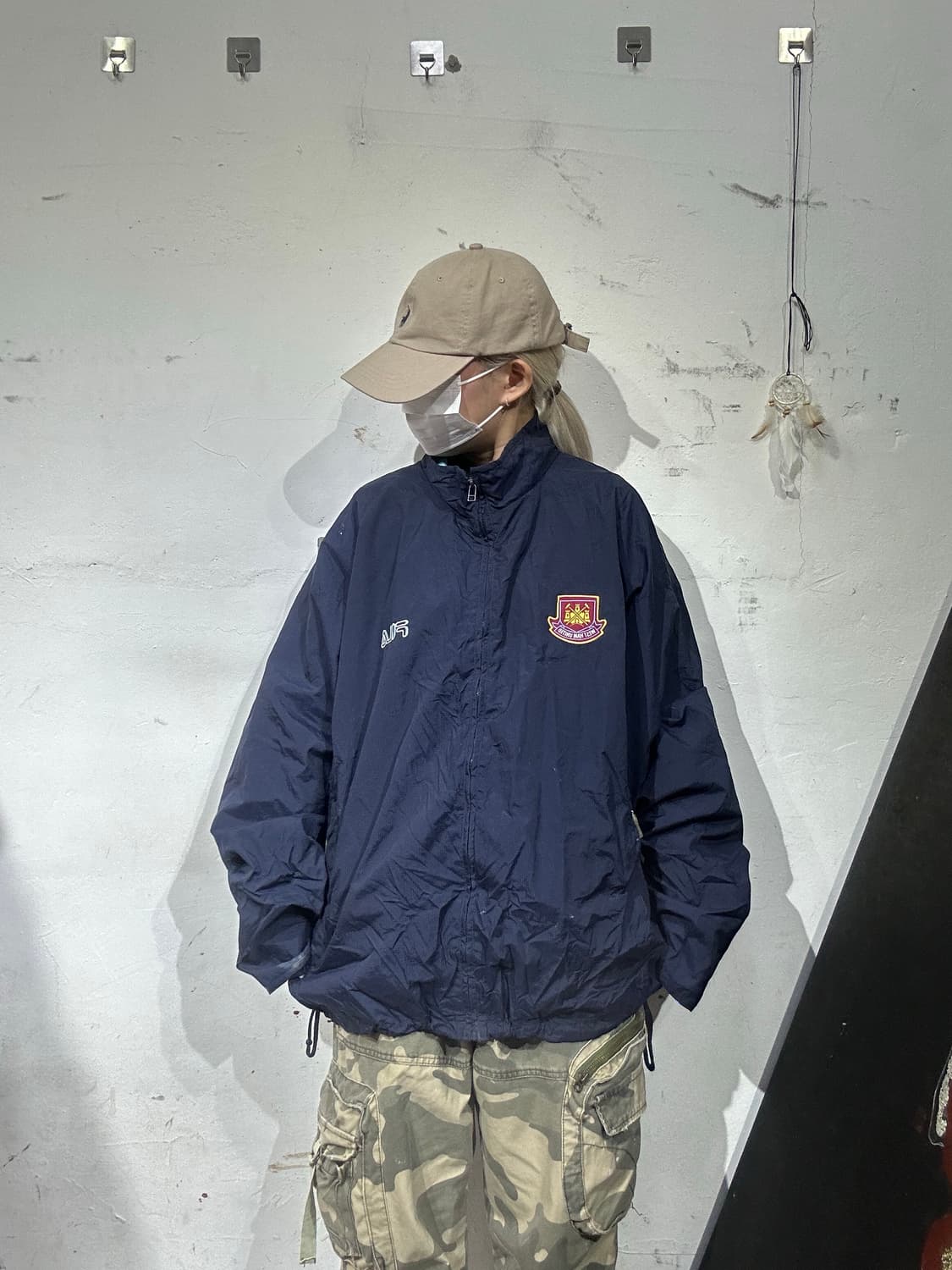 휠라 네이비 오버핏 올드스쿨 빅 로고 바람막이 자켓 XL 상품이미지2