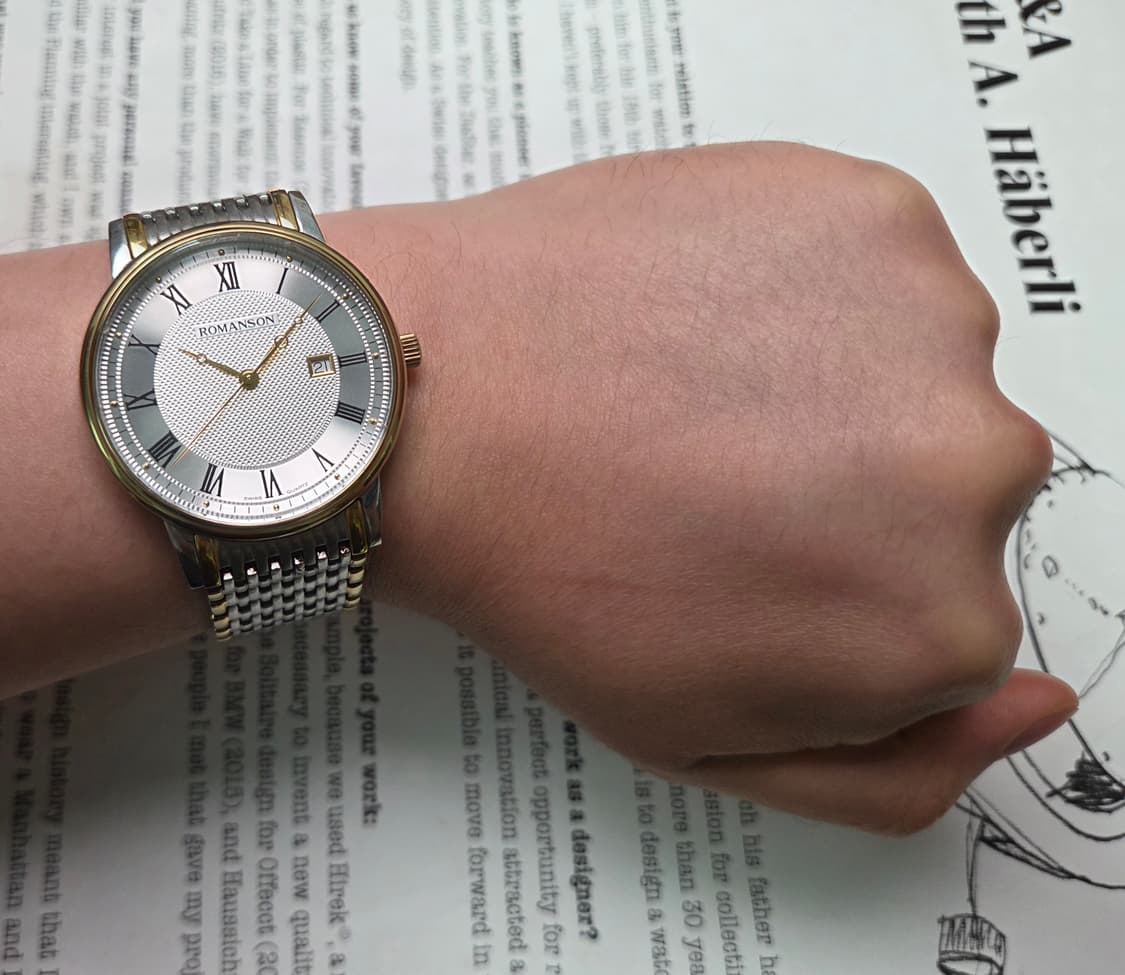 빈티지 로만손 기요쉐다이얼 콤비 쿼츠 드레스워치 남성용 브레이슬릿 ver 상품이미지8