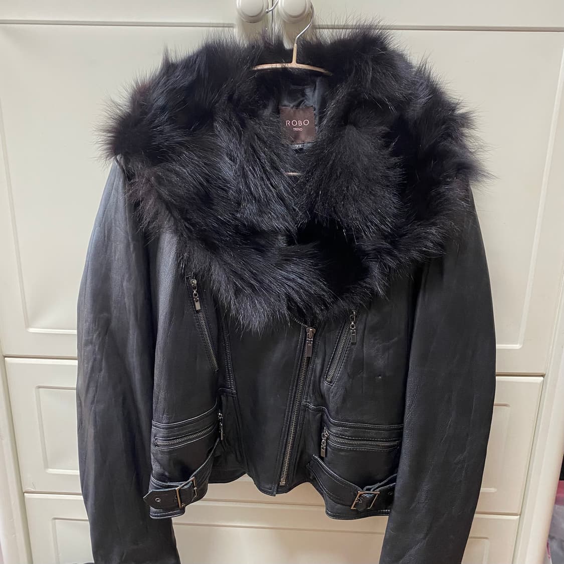 갸루 빈티지 퍼 레더자켓  상품이미지1