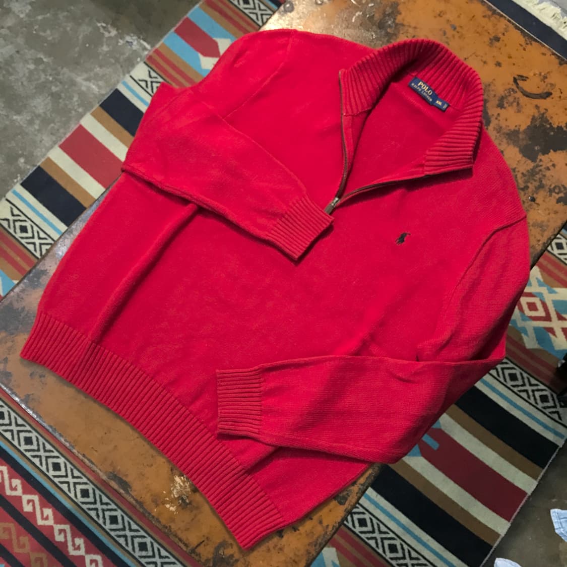 폴로랄프로렌 레드 코튼 반집업 풀오버 남성 115 빅사이즈  상품이미지2