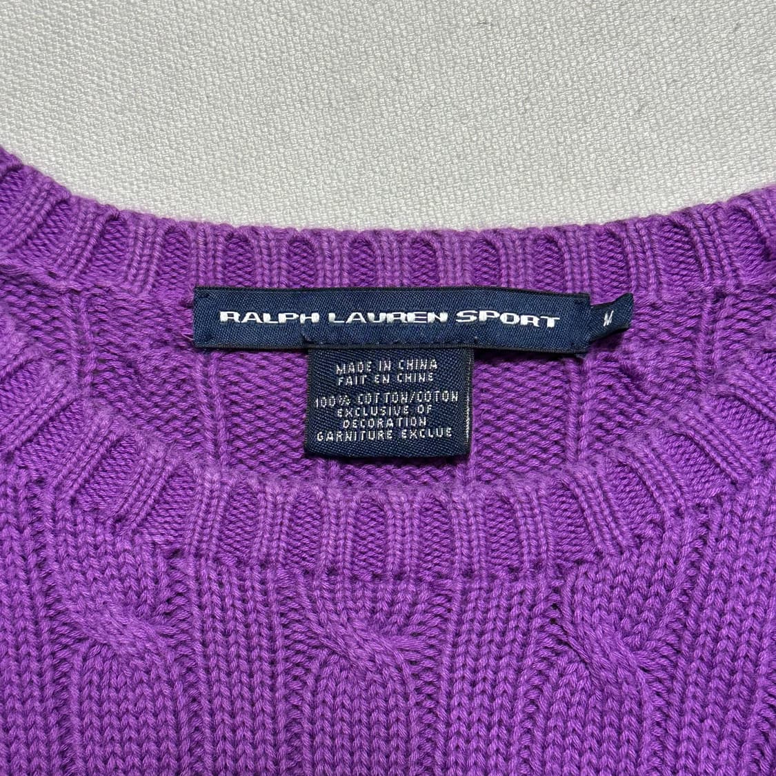 M 폴로랄프로렌 여성용 코튼 케이블 퍼플 니트 상품이미지4