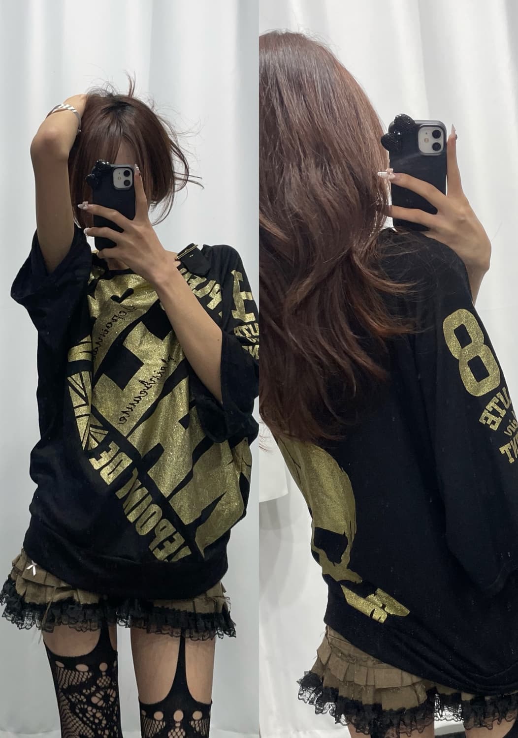 🎸블랙 오프숄더 골드 프린팅 롱슬리브🎸 상품이미지1