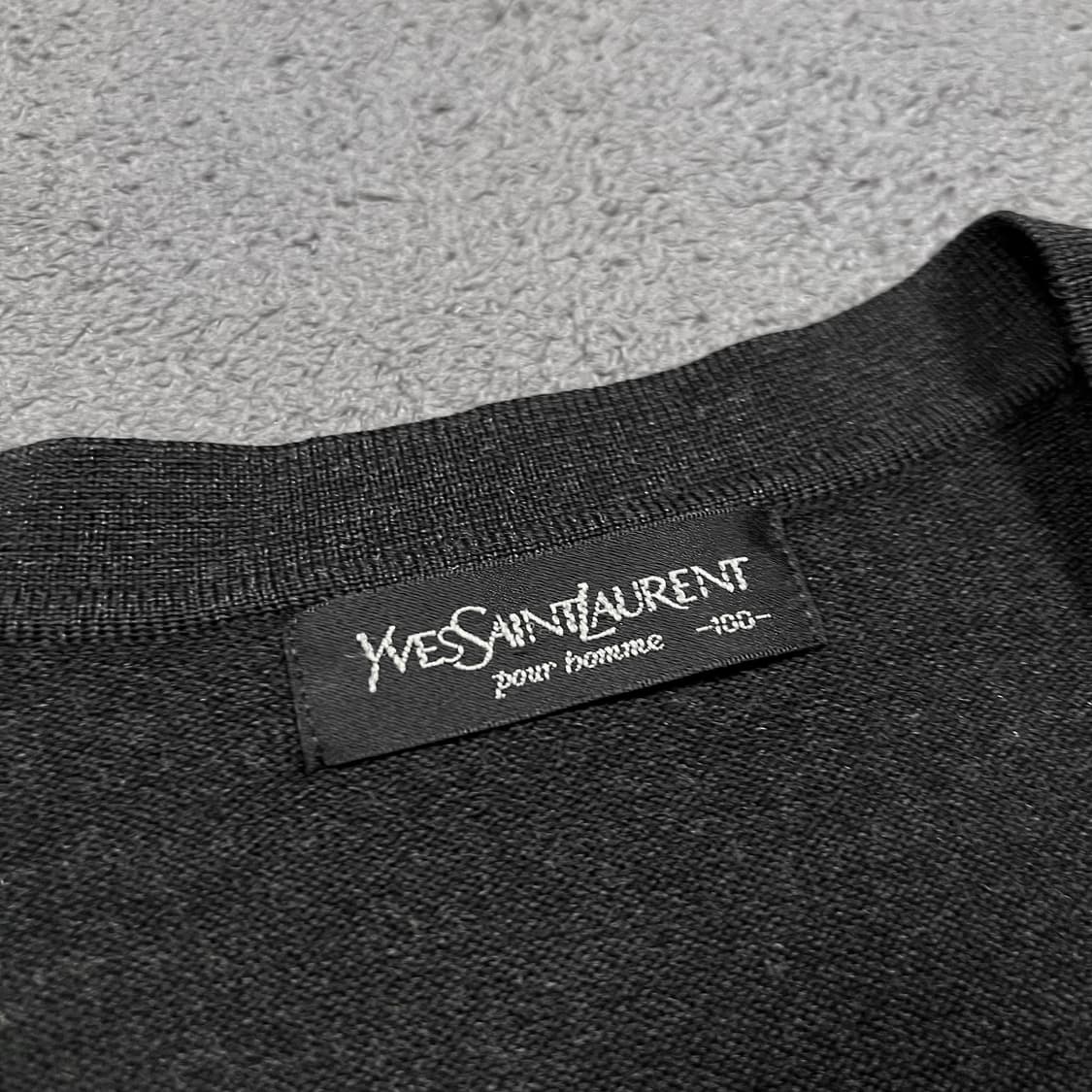 90's 입생로랑 아가일 울 니트 가디건 상품이미지4