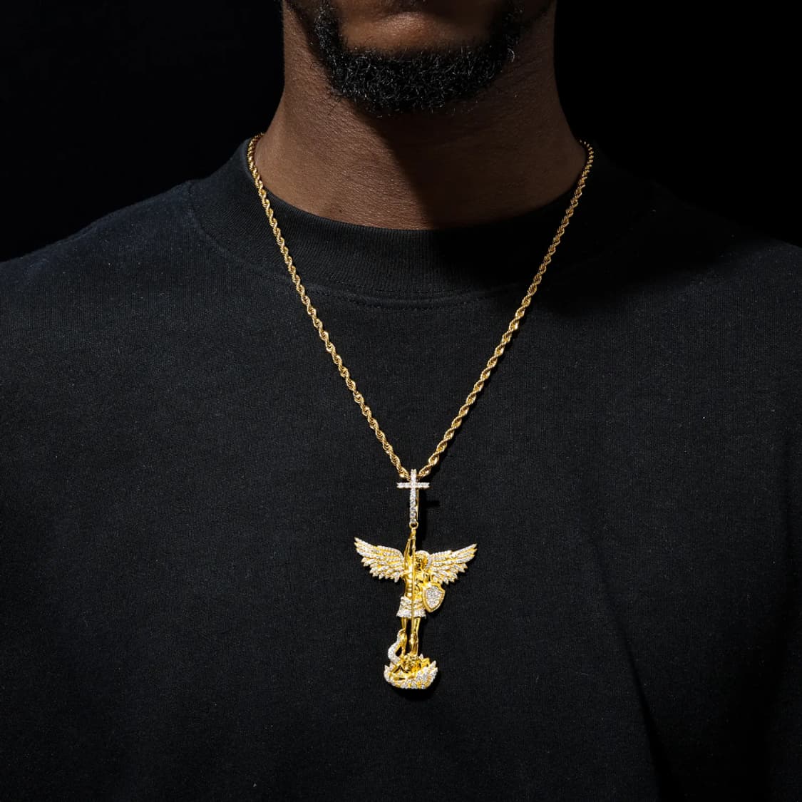 Oceanora 18K 골드 도금 모이사나이트 엔젤 크로스 펜던트 상품이미지4