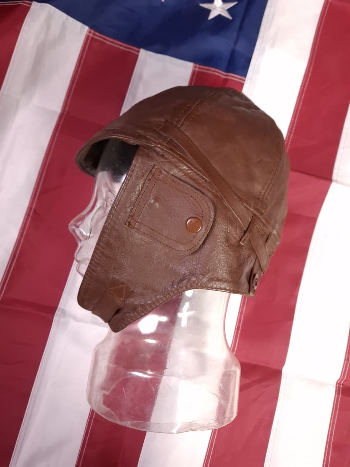 새제품급 밀텍사 WW1 복각 리얼레더 에어로스쿼드론 플라잉 헬멧 상품이미지1