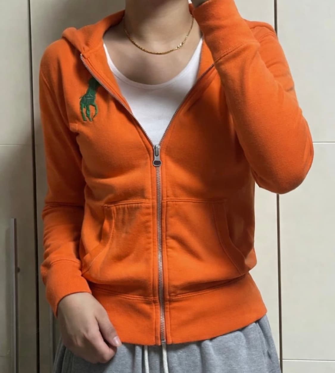 폴로 랄프로렌 빅포니 슬림핏 오렌지 후드집업 상품이미지1