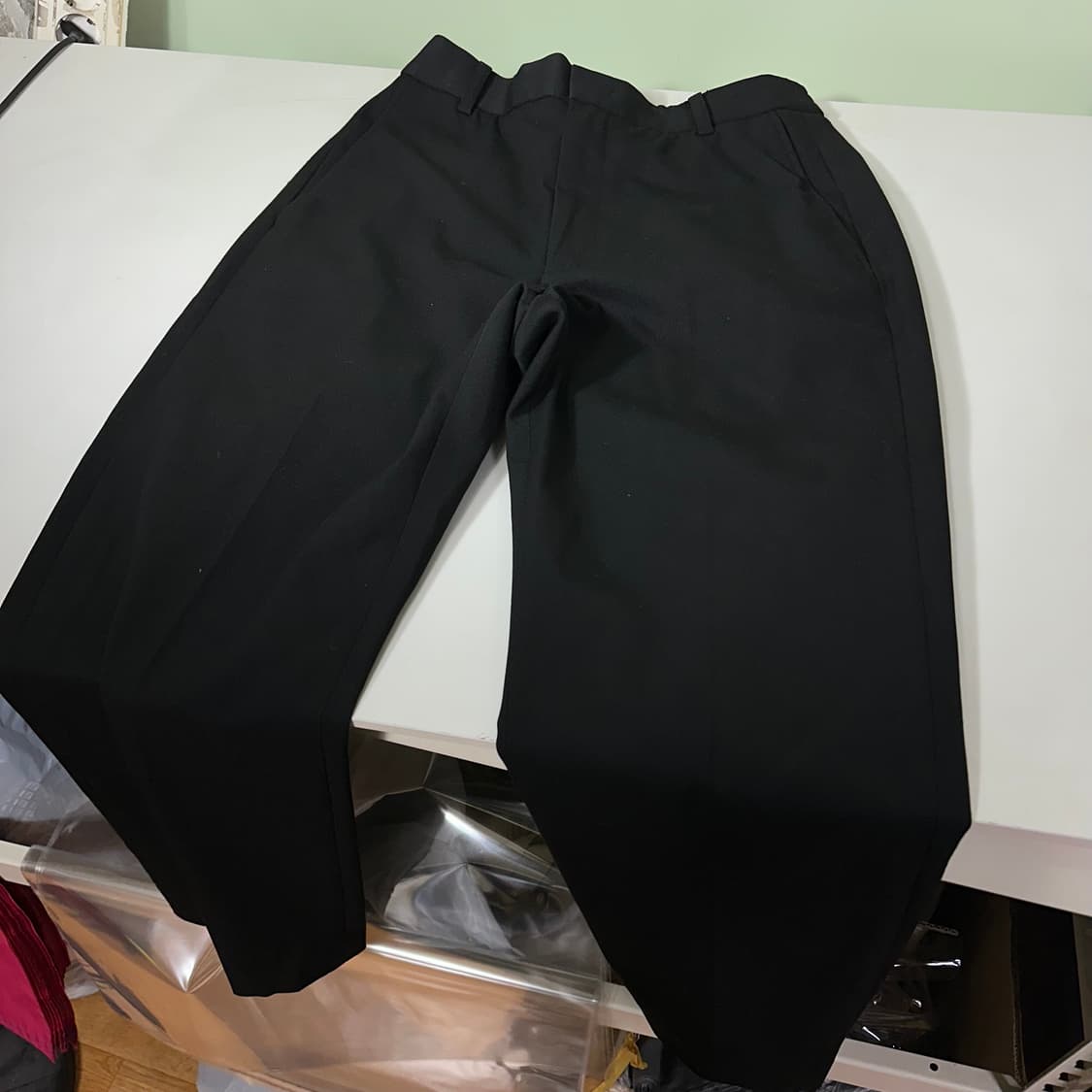 M 드로우핏 블랙 레귤러 테이퍼드핏 스판 밴딩슬랙스 상품이미지3