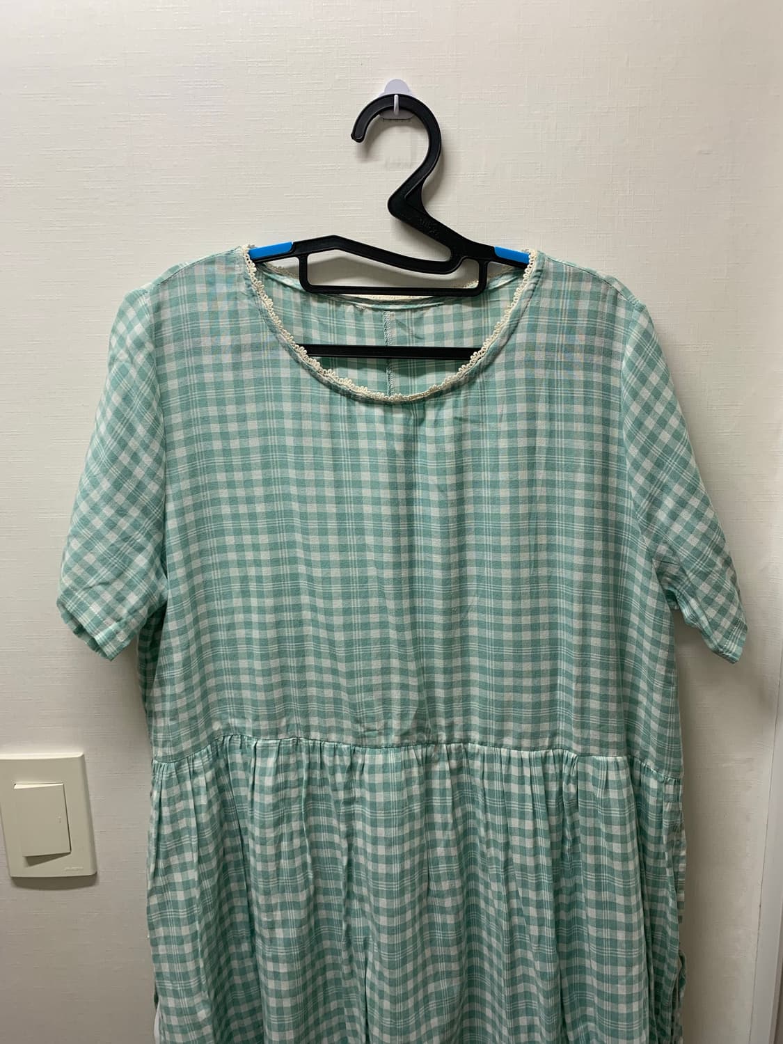 체크 코튼 빈티지 롱 원피스 상품이미지4