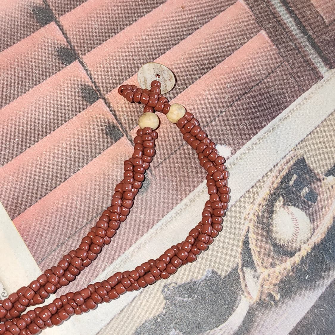90s 프랑스 빈티지 쥬얼리 에스닉 레드문 자개 목걸이 보헤미안 스타일 상품이미지7