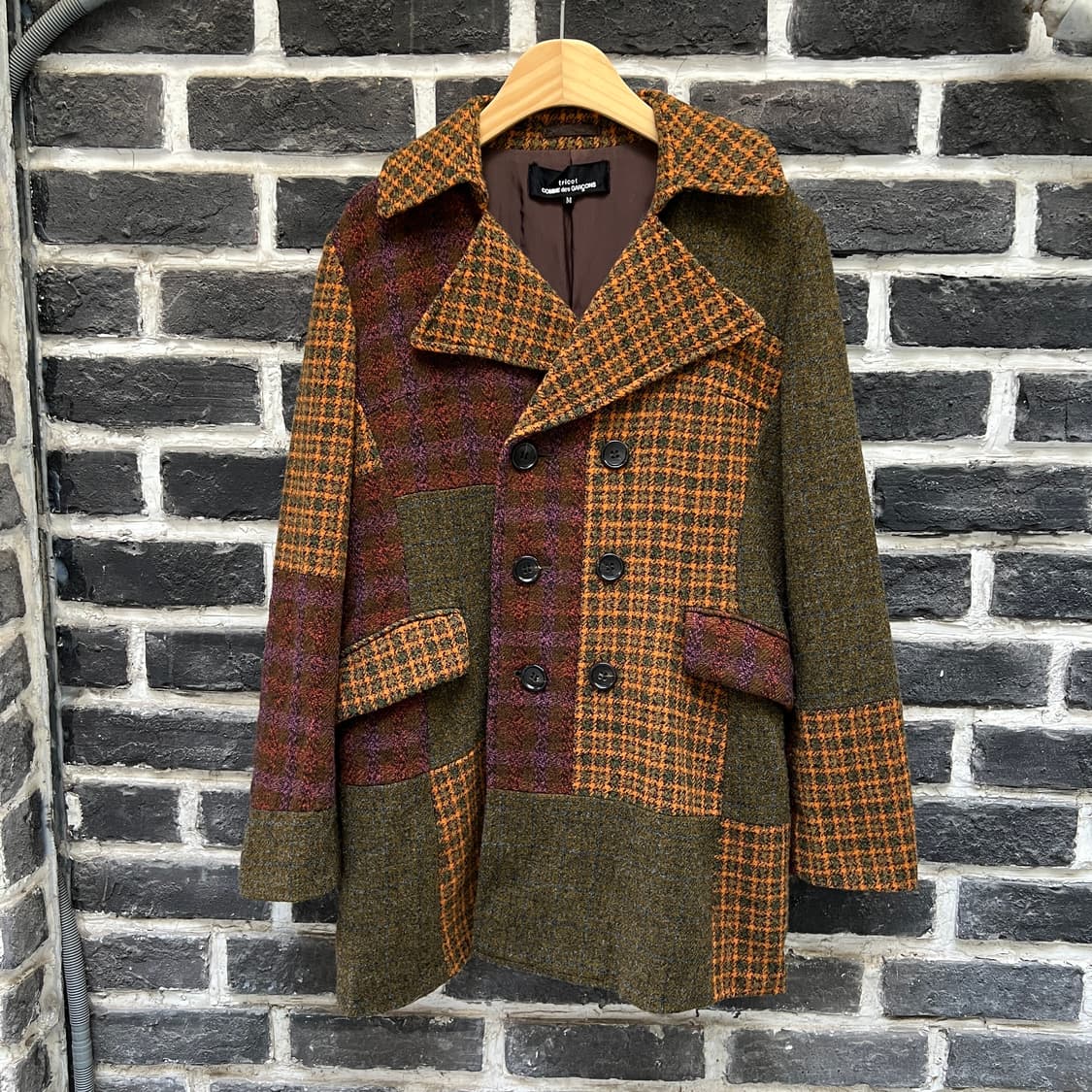 tricot comme des garcons 패치워크 울 코트 상품이미지1