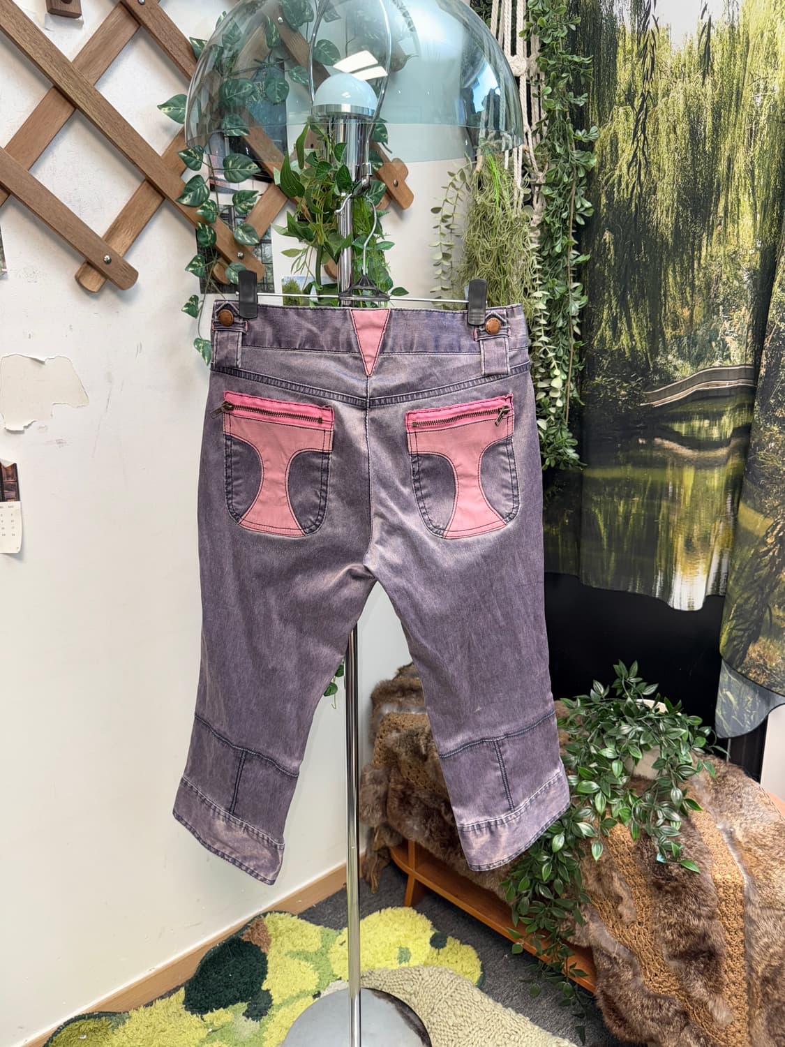 Purple pink satin bootscut 7length pants 상품이미지4