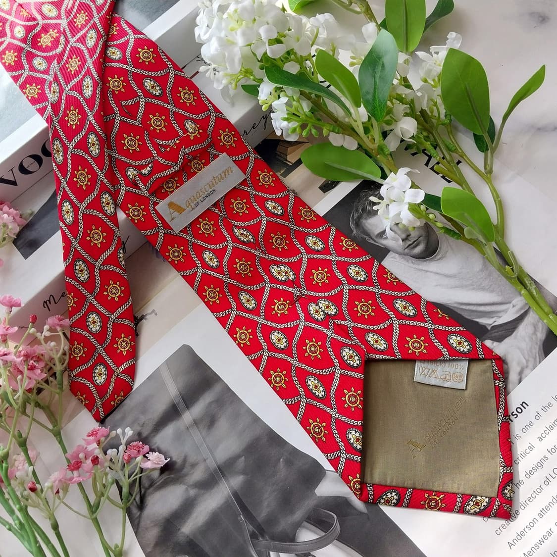 아쿠아스큐텀 넥타이 레드 오너멘탈 패턴 10cm A+등급 K2013
 상품이미지5