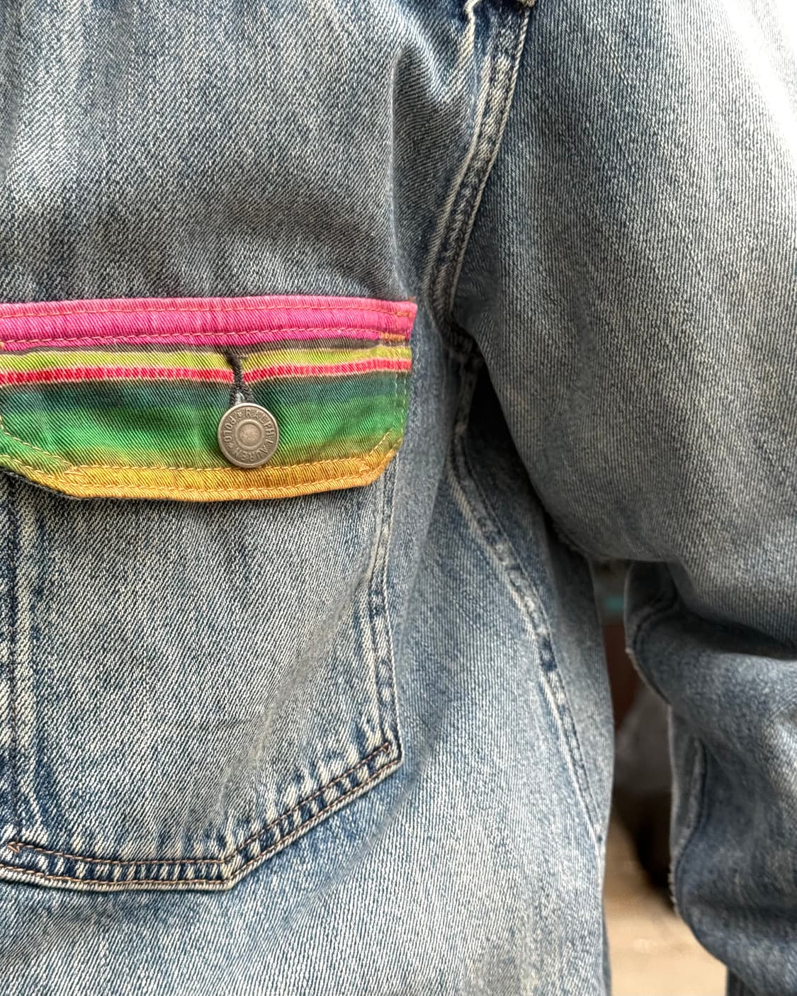 폴로 랄프로렌 렌턴 디스트레스드 리페어 패치워크 데님 트러커 자켓 L 상품이미지9