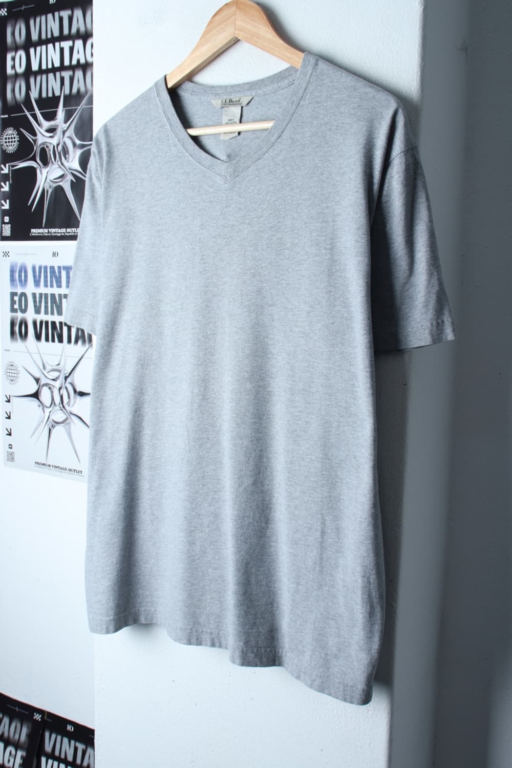 (L-XL) 엘엘빈 반팔 티셔츠 브이넥 그레이 무지 기본-H30127 상품이미지1