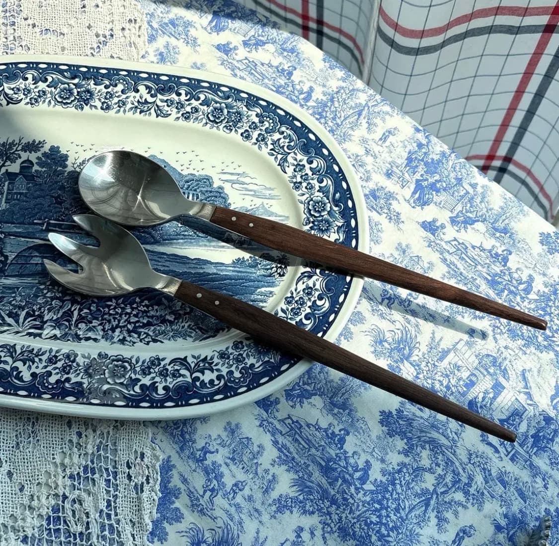 덴마크 빈티지 티크우드 서빙 스푼 포크세트 상품이미지4