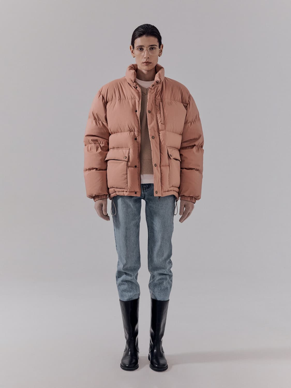 XS) 던스트 구스다운 숏 패딩 점퍼 피치핑크 상품이미지8