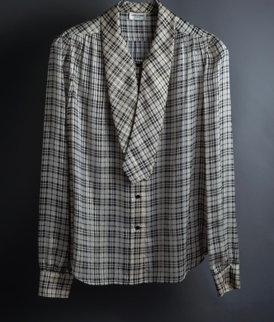 [블랙핑크 로제님 착용] 생로랑 21AW 체크 타이 셔츠 상품이미지4