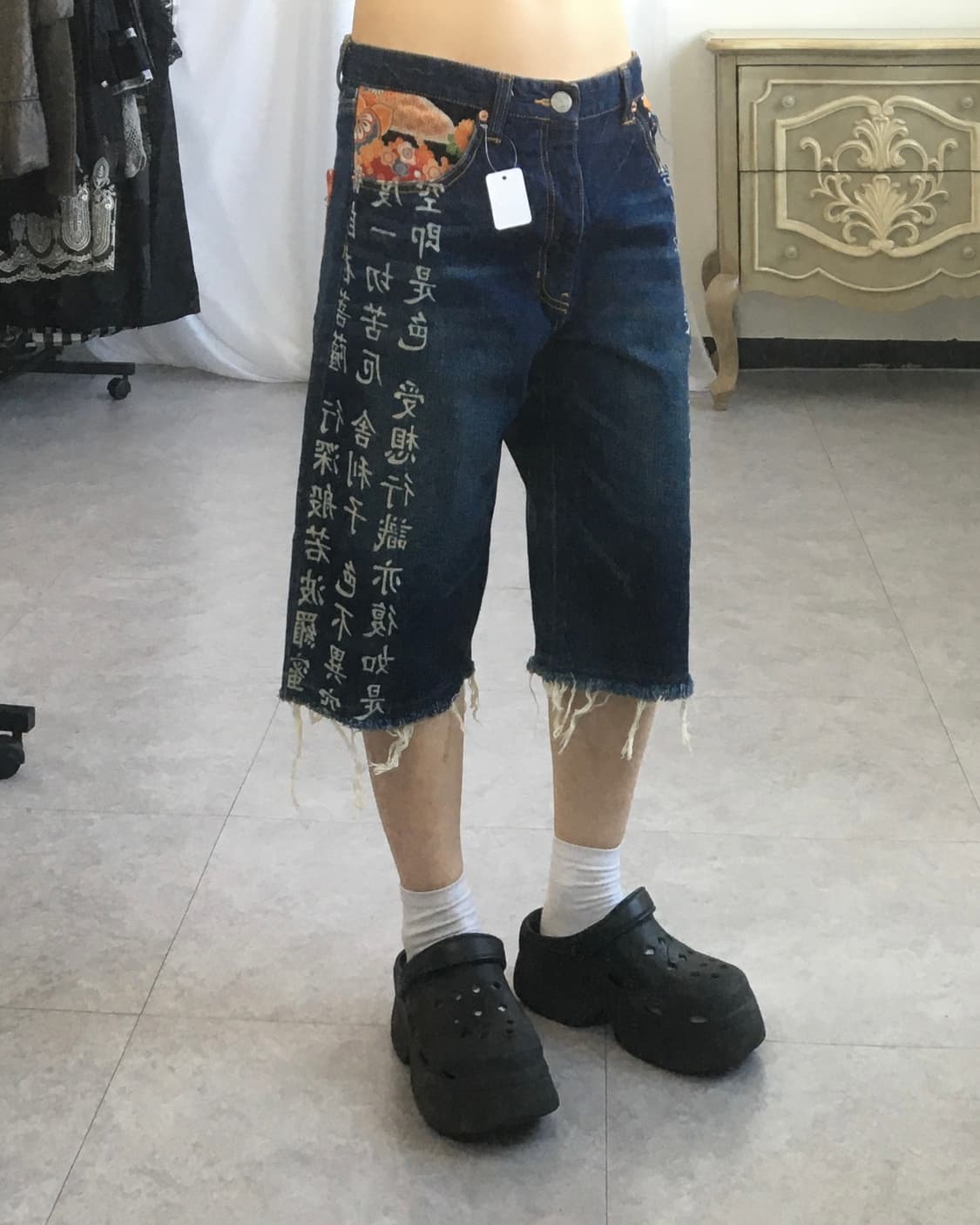 Oriental mood half denim pants 상품이미지6
