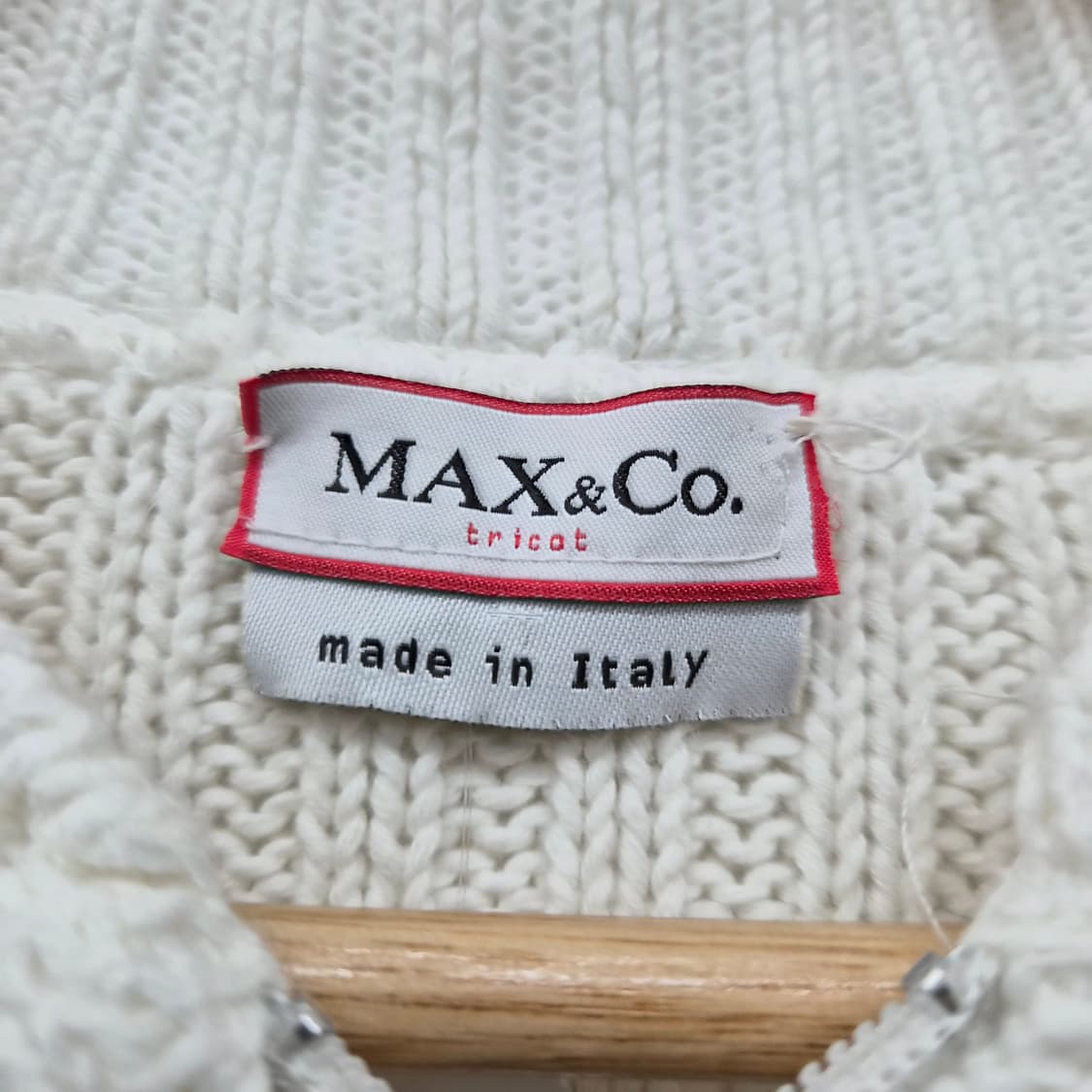 막스앤코 화이트 골지 니트 집업 가디건 여성 S 상품이미지4