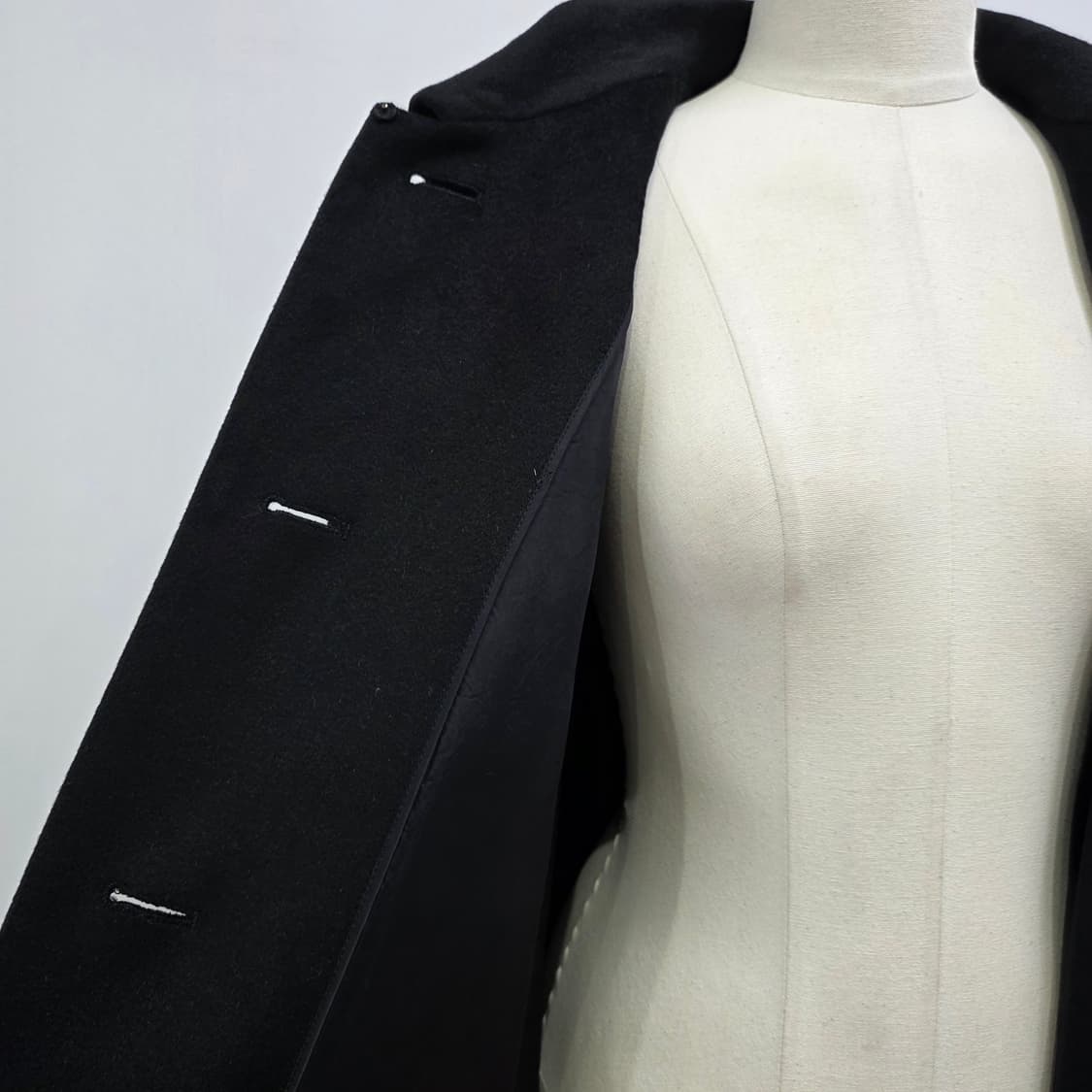 퓨어 캐시미어 100% 래글런 블랙 롱코트 상품이미지8