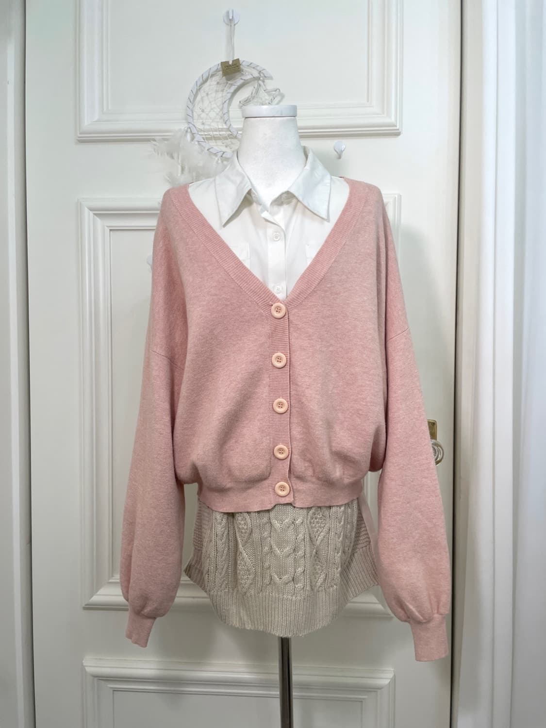coral pink lovely over cardigan(size-F) 상품이미지1