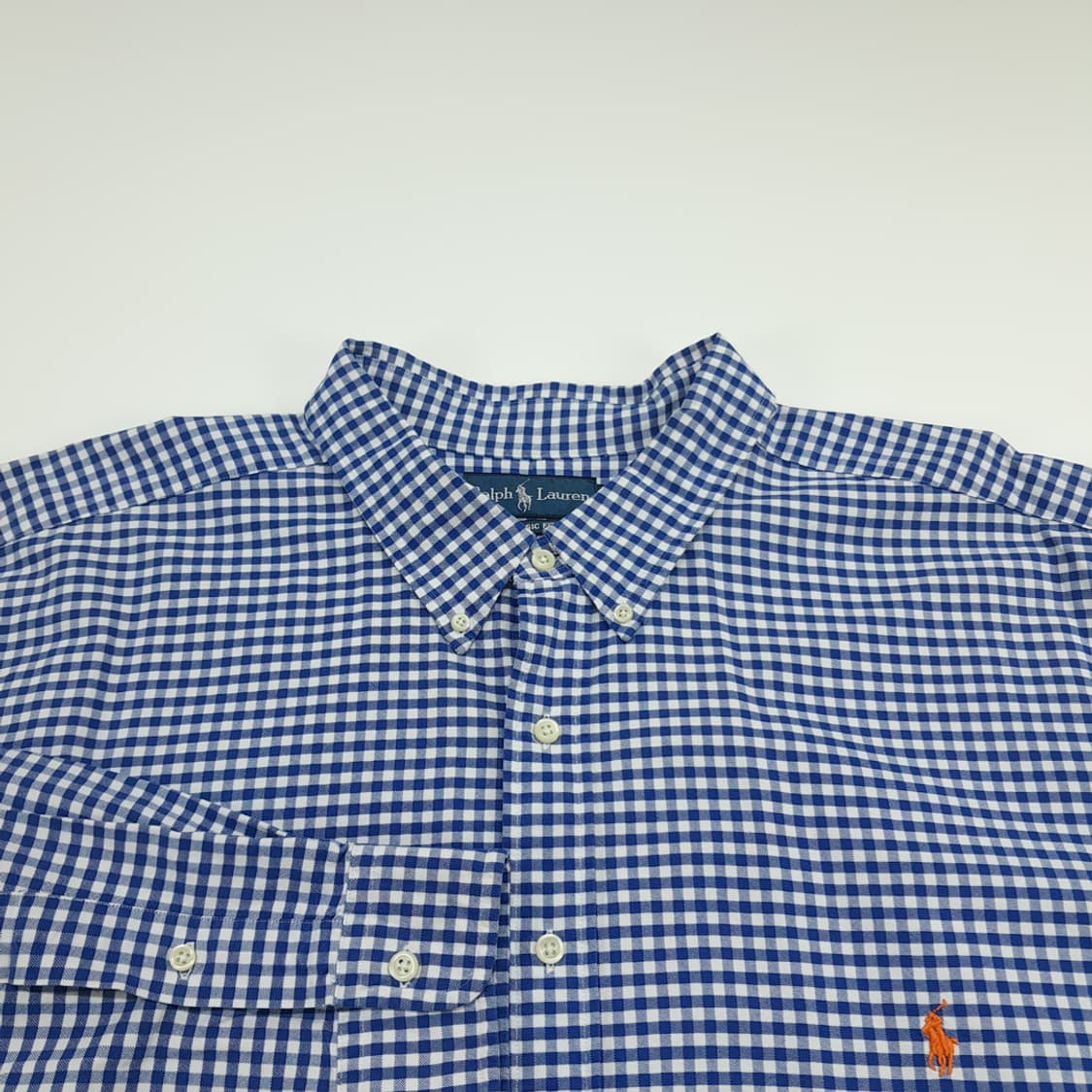 CN722 4XB폴로 랄프로렌 블루 마이크로체크 긴팔 셔츠 남방 상품이미지3