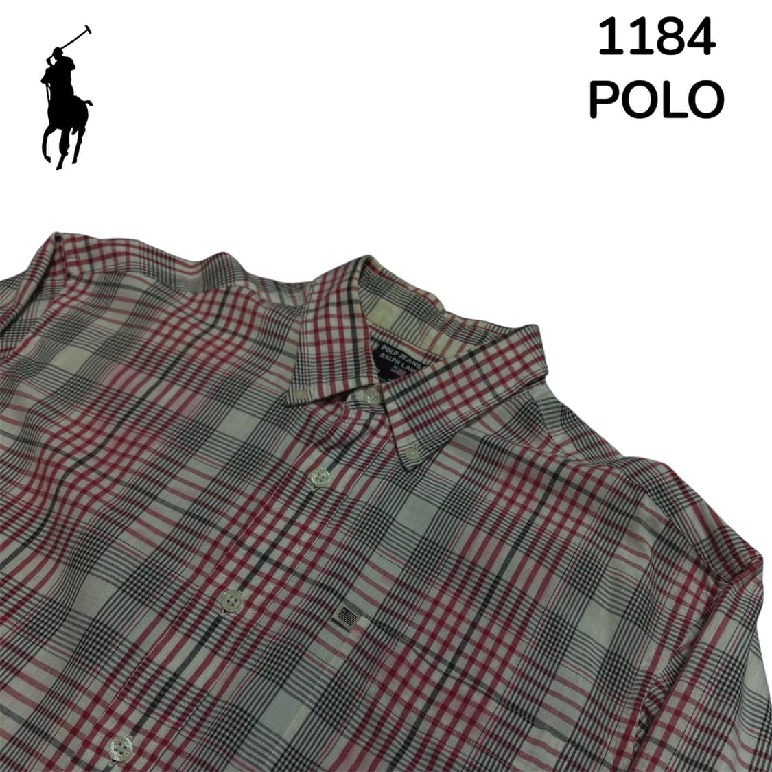 폴로 블랙 레드 패턴 체크 셔츠 M 상품이미지4