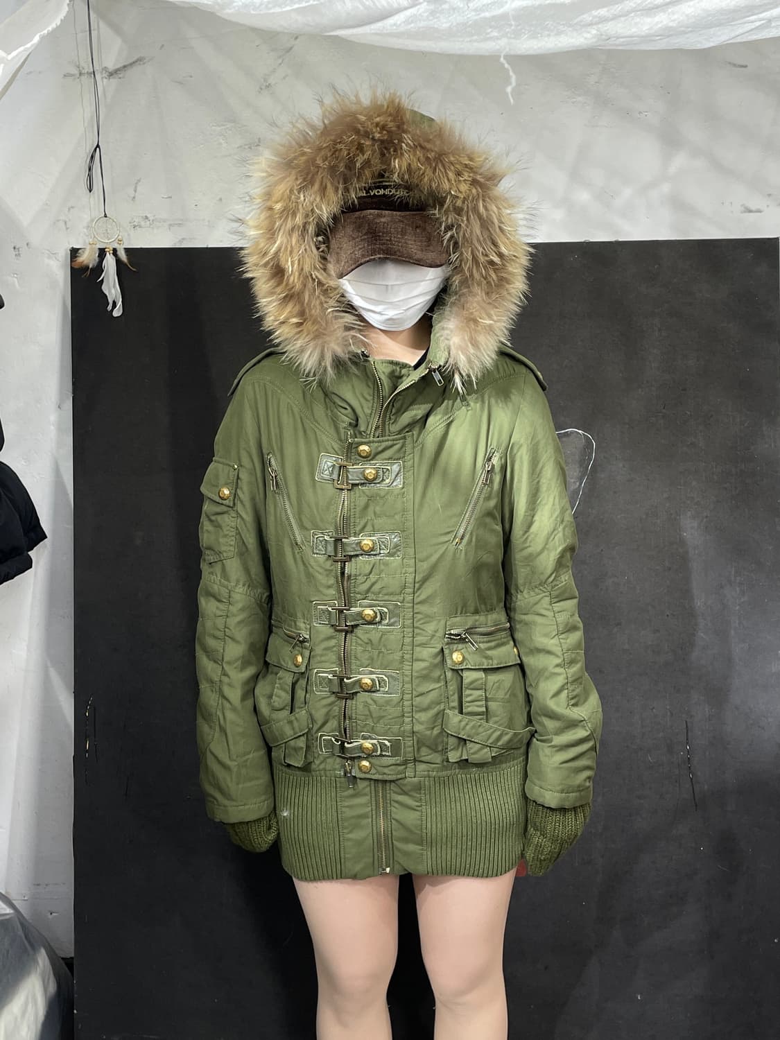 Sly 아카이브 울프죠 본디지 스트랩 퍼 후드 야상 자켓 S 상품이미지2