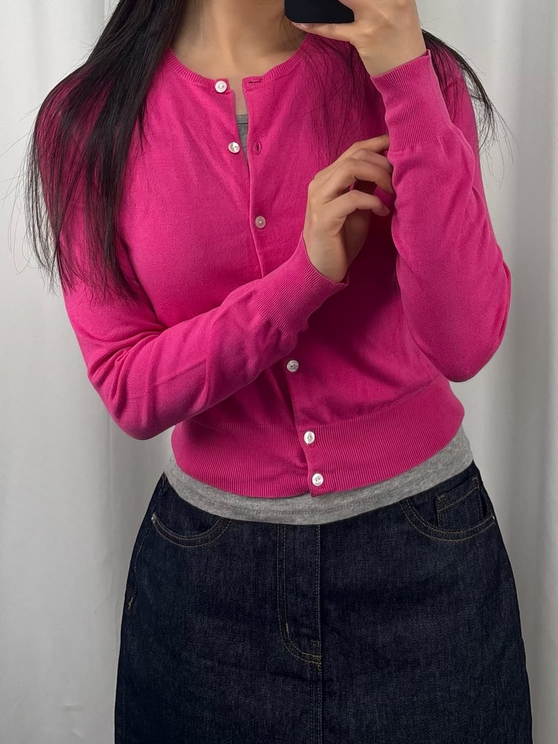 폴로 핑크 코튼 니트 가디건 상품이미지1