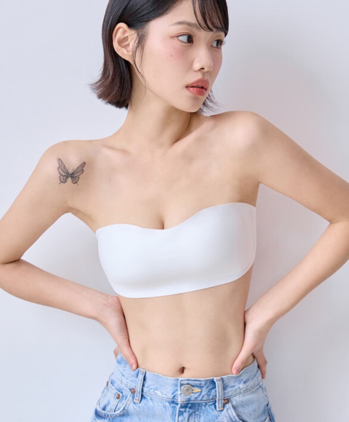 라운테스 카일리 논슬립 오프숄더 브라 화이트 M 상품이미지1