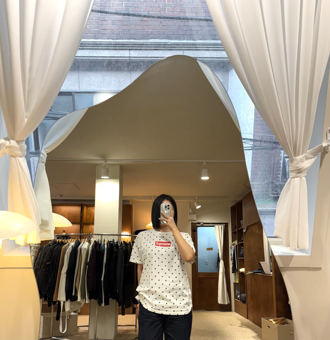 슈프림 x 꼼데가르송 박스 로고 폴카 도트 티셔츠 상품이미지2