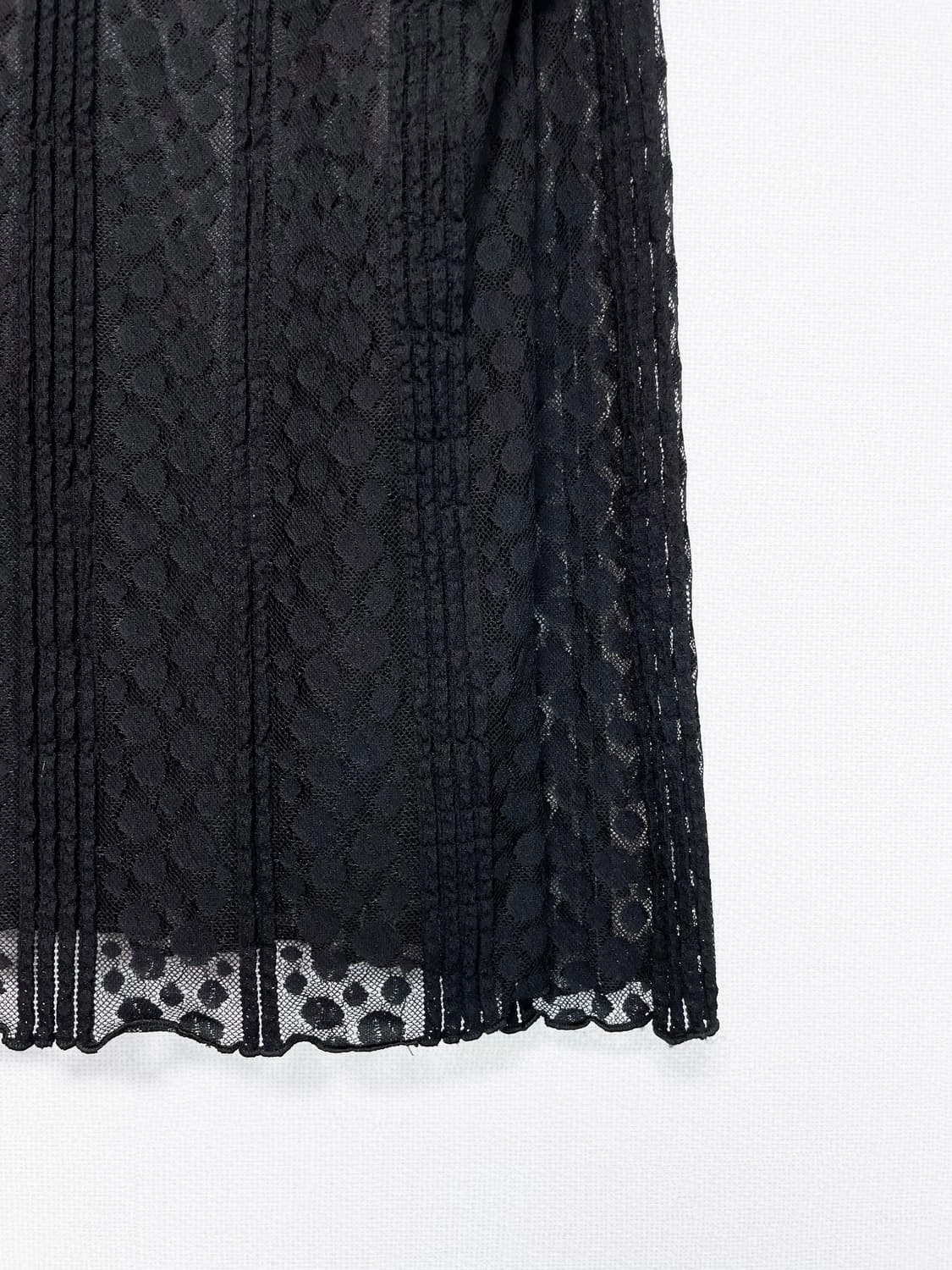 Lace Sheer Long Sleeve Blouse - Black 상품이미지6