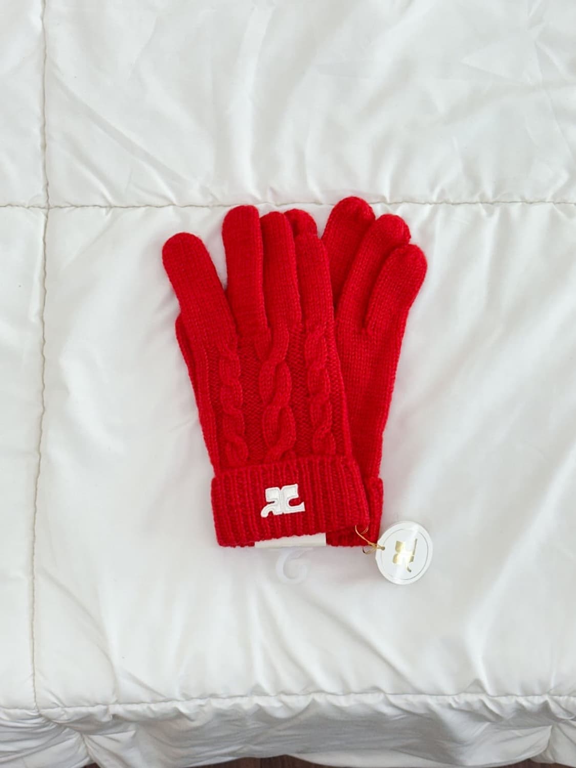 [새상품] courreges / 꾸레쥬 레드 울 장갑  상품이미지2