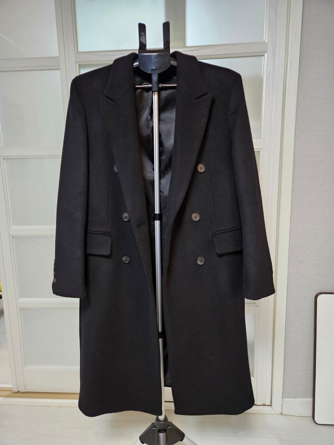 무신사 스탠다드 캐시미어 블렌드 더블 체스터 코트, 블랙, M 상품이미지1