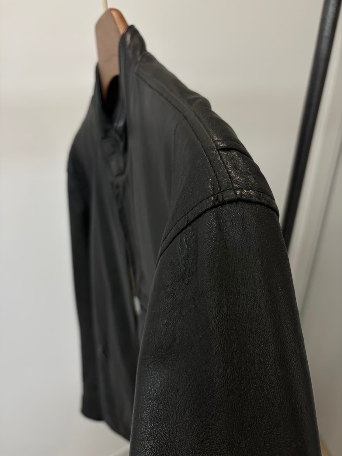 (M) cowoo 싱글라이더 도트패턴 램스킨 양가죽 자켓 상품이미지2