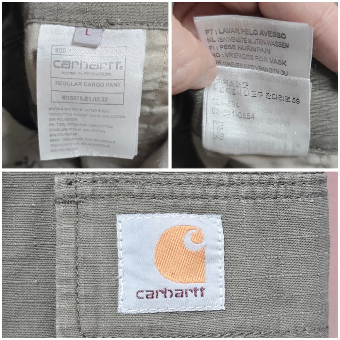 칼하트 Wip 레귤러 카고팬츠/남35 상품이미지4