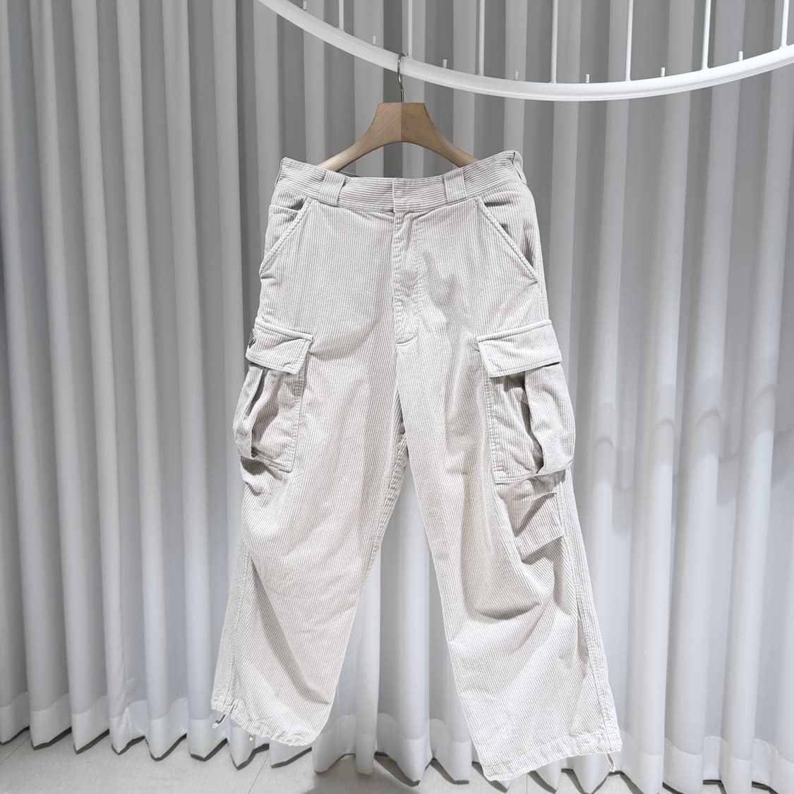 S / 프라다 로고 코듀로이 베이지 카고팬츠 상품이미지2