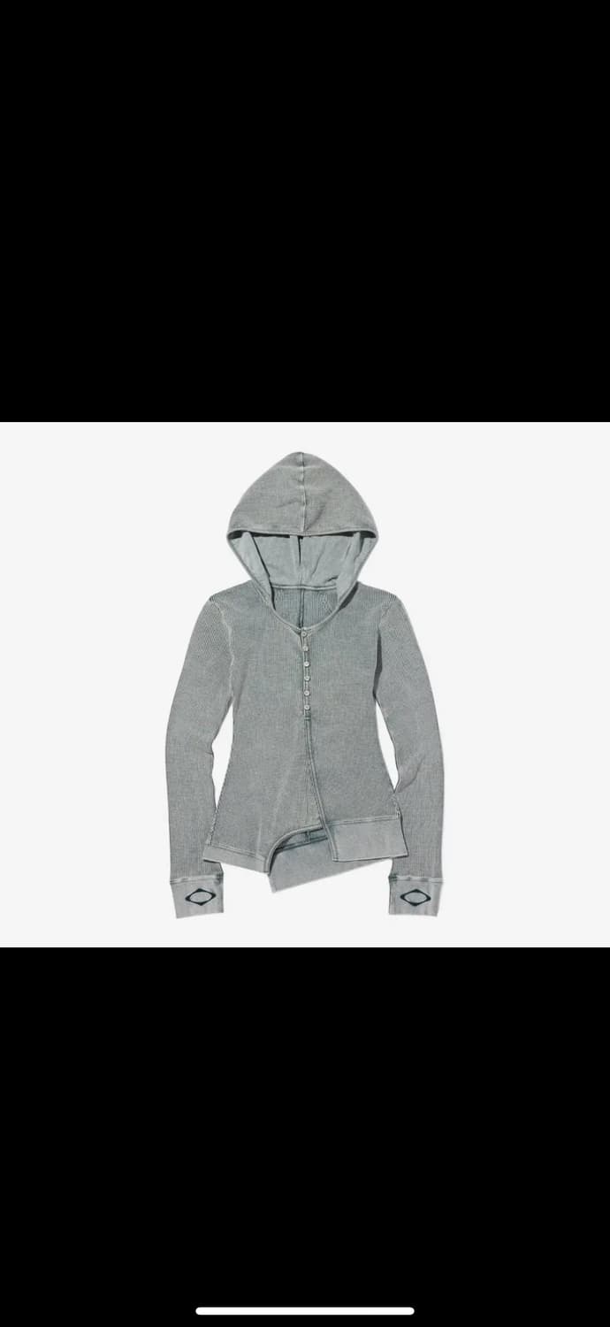 미스치프 레이어드 와플 후드 세트 블리치드 카키 S 상품이미지2