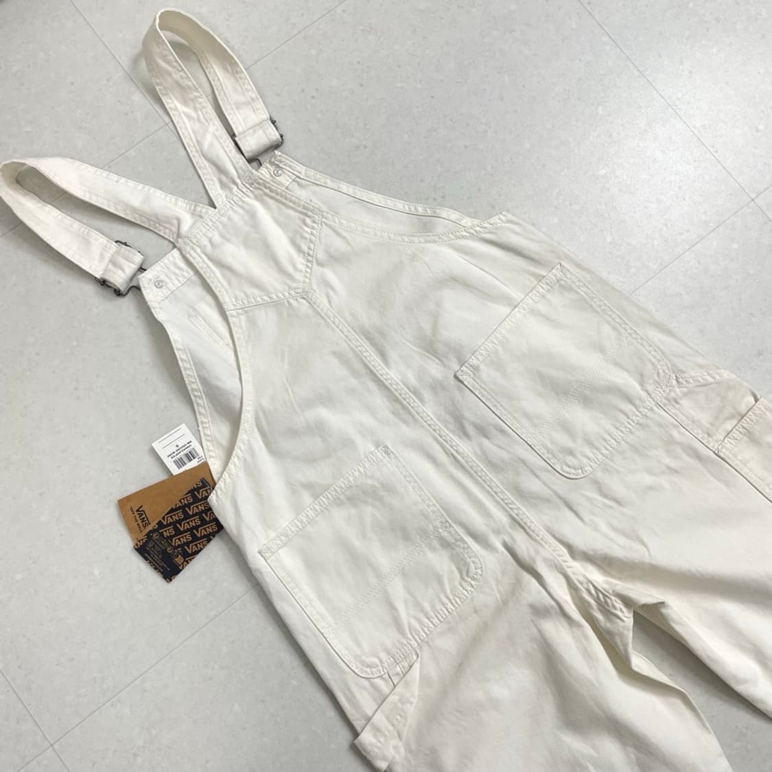 반스 VANS 아이보리 멜빵 오버올 팬츠 S 상품이미지7