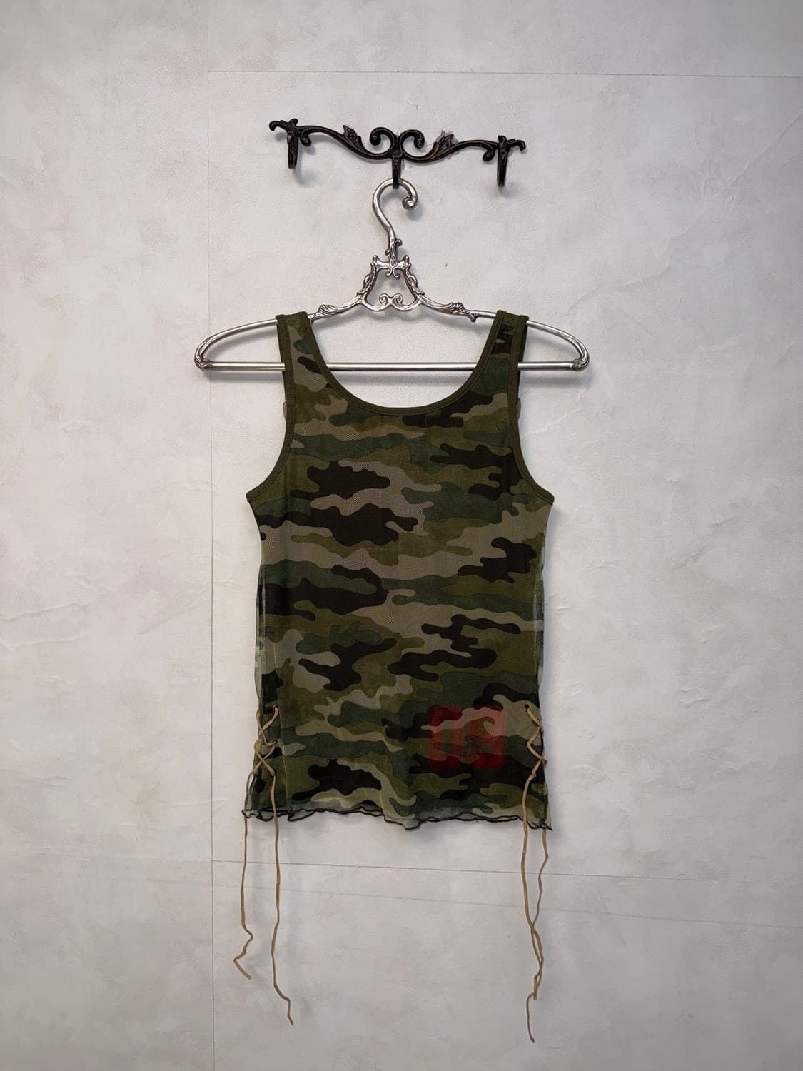 Khaki camouflage mesh laceup sleeveless 상품이미지3