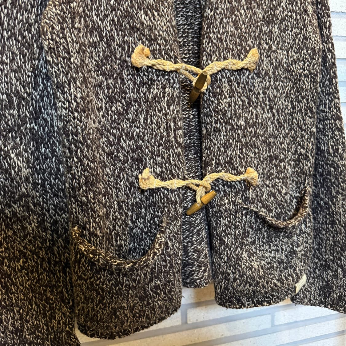 데님 앤 서플라이 토글 울 니트 가디건 마린로프 디테일 멜란지 브라운 상품이미지5