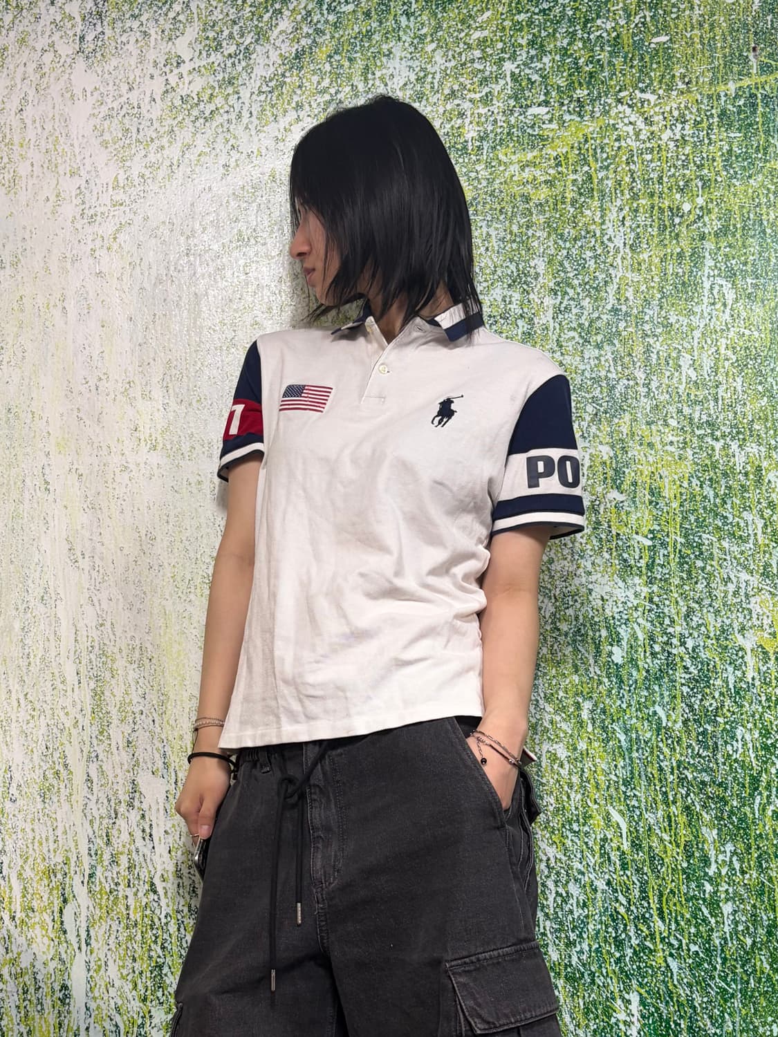 폴로 대대장 빅포니 치프키프 USA 1967 화이트 반팔 카라 티셔츠 M 상품이미지1