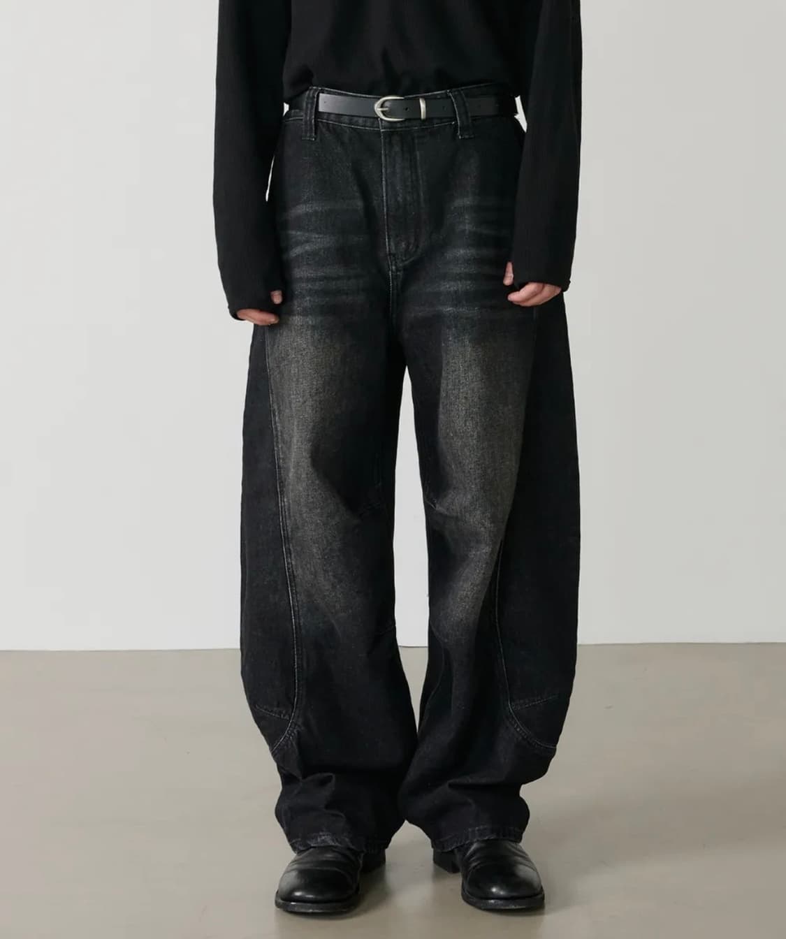 노운 curved denim pants (black) 상품이미지1