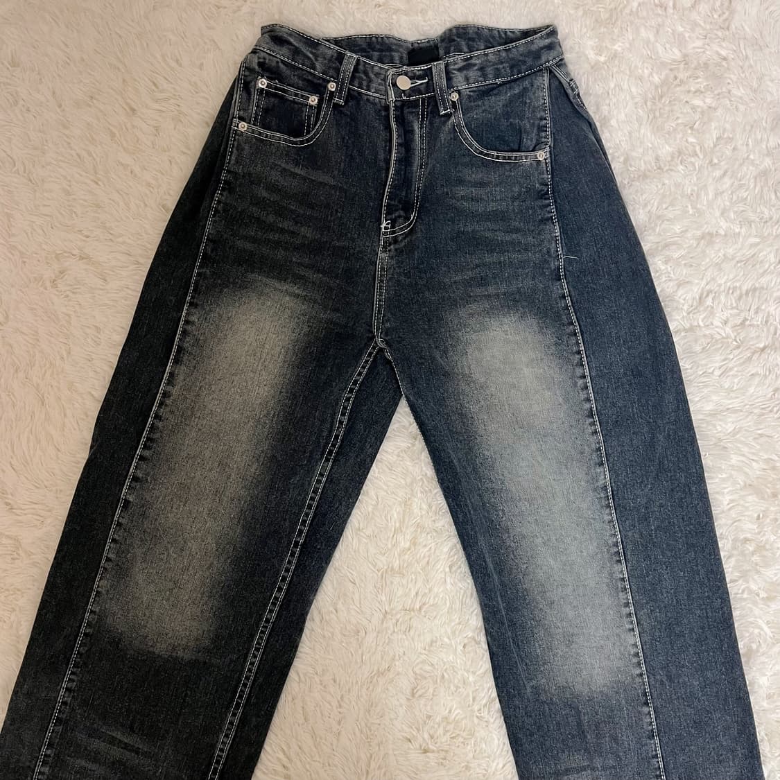 트릴리온 사이드 턱 스냅 버튼 와이드 데님 팬츠 (BLUE GRAY) 상품이미지2